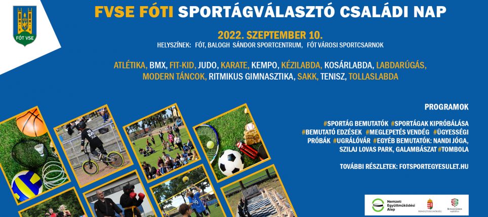 FVSE Fóti Sportágválasztó Családi Nap – 2022. szeptember 10.